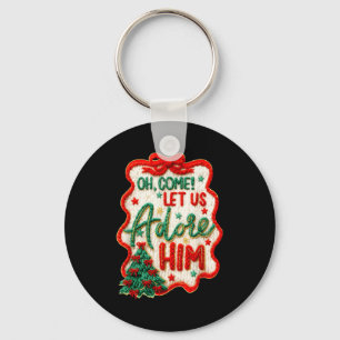 Oh Come Let Us Adore Him Yarn Crochet Nativity Chr Keychain