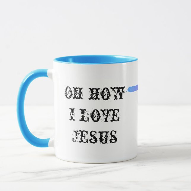 Oh comment j'aime Jésus tasse à café w cross (Gauche)
