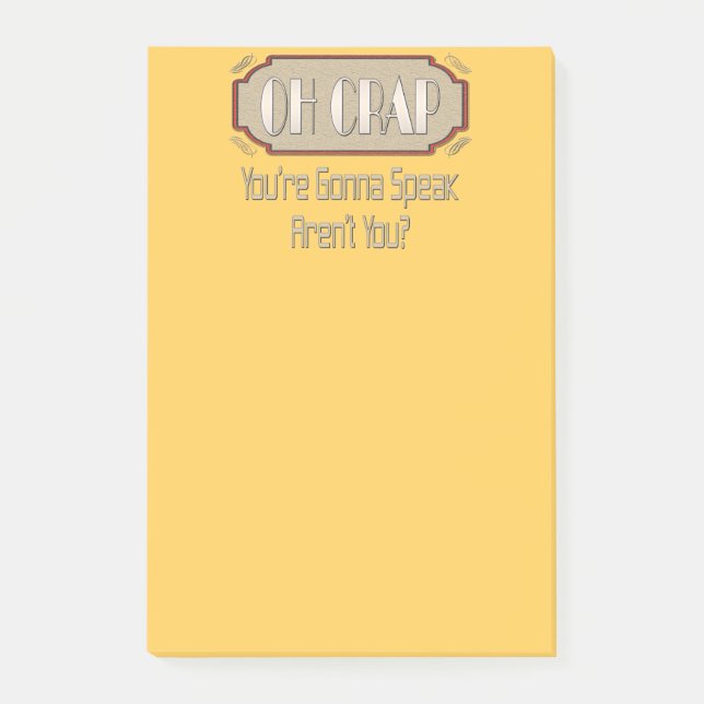 Oh Crap! Funny Gift Ideas. Post-it Notes (Front)