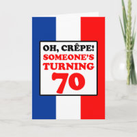 Oh Crepe Drapeau Français 70e carte d'anniversaire