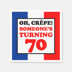 Oh Crepe French Flag 70th Birthday Napkin