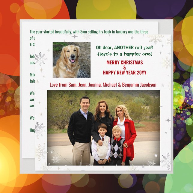 Oh dear ruff year Funny Pet Dog Photo Xmas Letter Holiday Card (Funny Cute Pet Dog Oh Dear Another Ruff Year Merry Christmas Happy New Year 2 Photos Letter Modern)