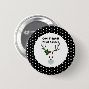 Oh Dear What A Year Funny Christmas Reindeer 2 Inch Round Button