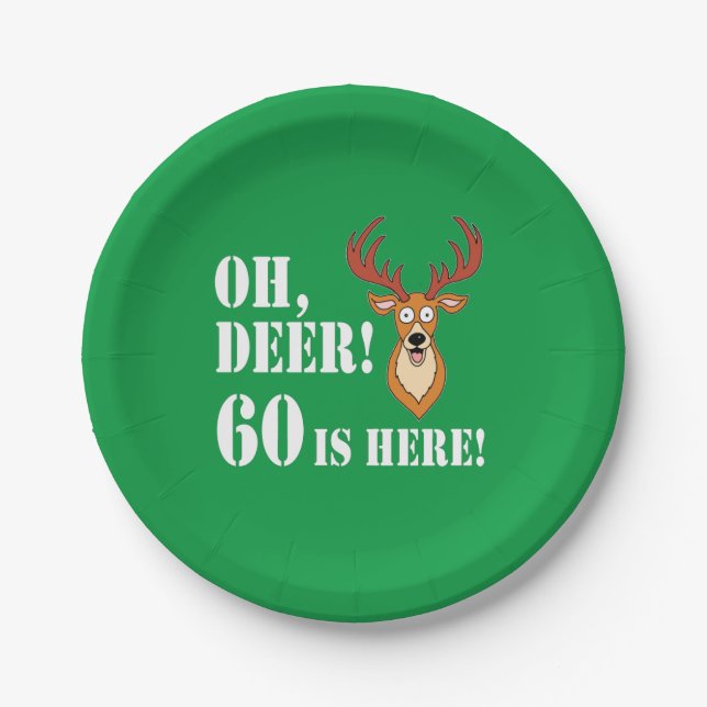 Oh Deer 60th Birthday Paper Plate (Front)