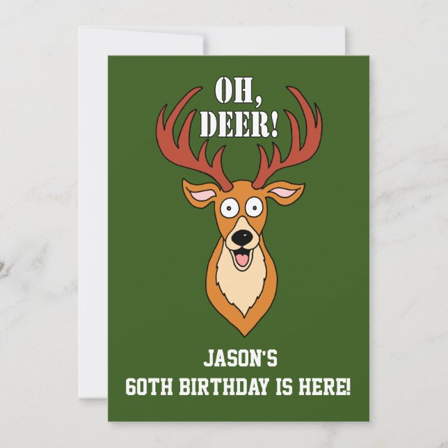 Oh Deer 60th Birthday Personalized Invitation (Front)