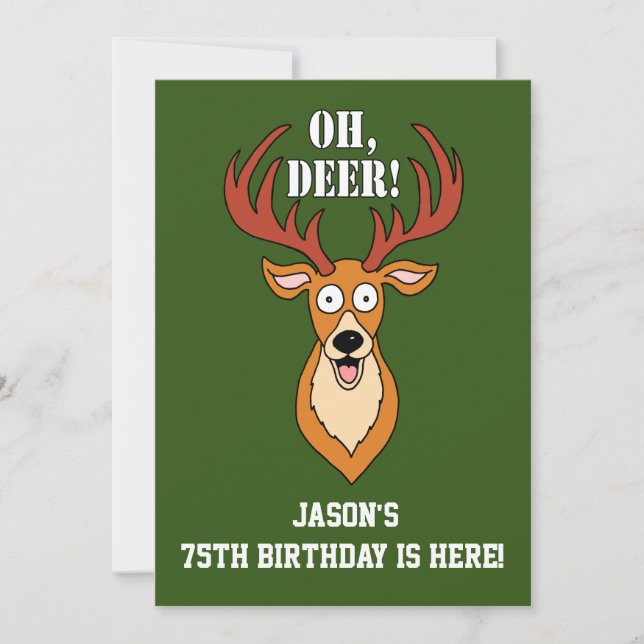 Oh Deer 75th Birthday Personalized Invitation (Front)