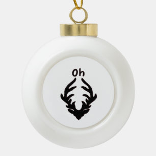 Oh Deer Artistic Clean Style  Ceramic Ball Christmas Ornament
