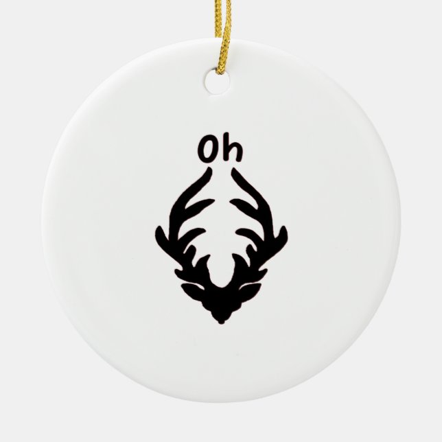 Oh Deer Artistic Clean Style Ceramic Ornament (Front)