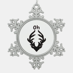 Oh Deer Artistic Clean Style  Snowflake Pewter Christmas Ornament