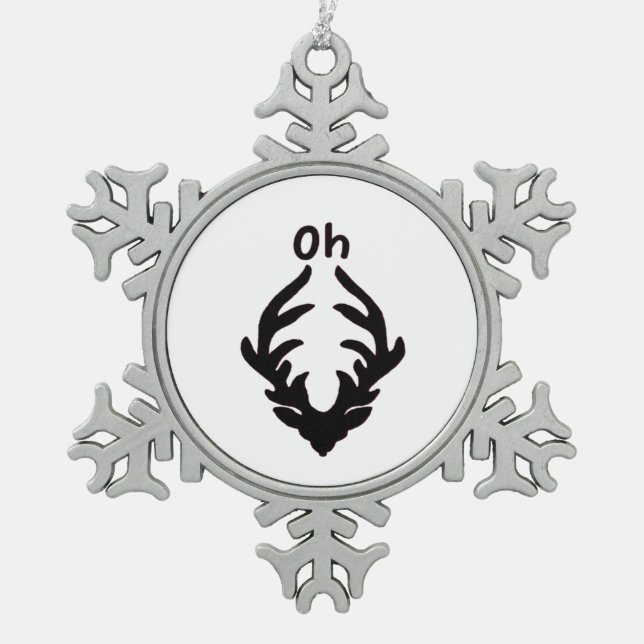 Oh Deer Artistic Clean Style  Snowflake Pewter Christmas Ornament (Front)