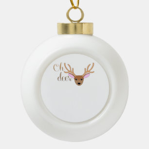 Oh Deer Artistic Style Ceramic Ball Christmas Ornament