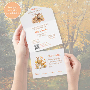 Oh Deer Autumn Baby Shower Invitation All in One
