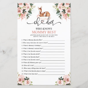 Oh Deer Baby Floral Who Knows Mom Best Baby Game
