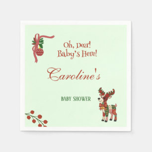 Oh, Deer! Baby’s Here! – Christmas Baby Shower Napkin