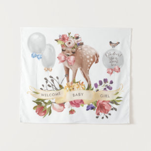 Oh Deer Baby Shower Backdrop Tapestry