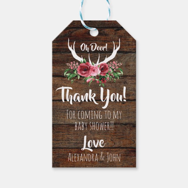Oh Deer Baby Shower Gift Tags (Front)