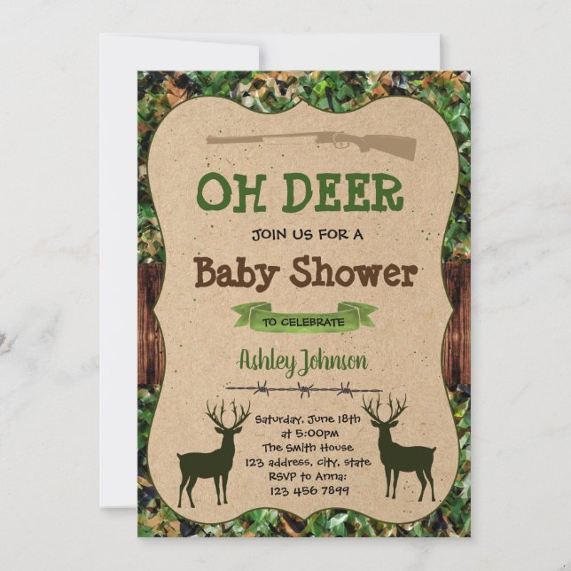 Oh deer baby shower invitation (Front)