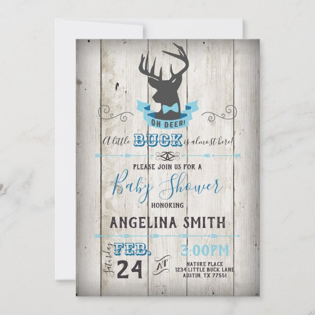 Oh Deer Baby shower Little Buck Invitation (Devant)