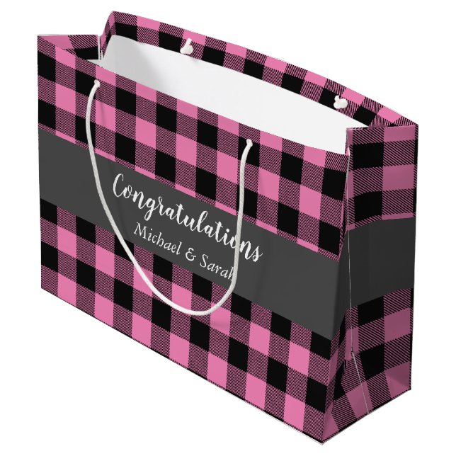 Oh Deer Baby Shower Pink Large Gift Bag (Back Angled)