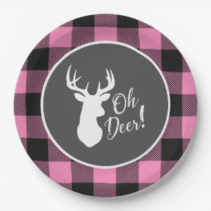 Oh Deer Baby Shower Pink Paper Plate