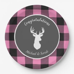 Oh Deer Baby Shower Pink Paper Plate
