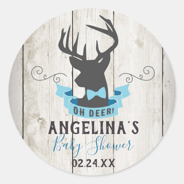 Oh Deer Baby Shower Stickers Favour Tag (Front)