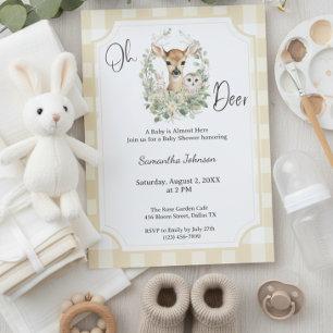 Oh Deer Baby Shower • Woodland Neutral Theme Invitation
