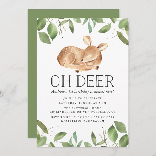 Oh Deer | Birthday Party Invitation (Front/Back)