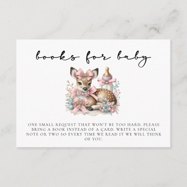 Oh deer blush pink girl baby shower enclosure card (Front)