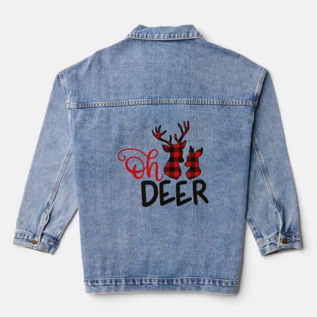 Oh Deer Bufallo Plaid Denim Jacket (Back)