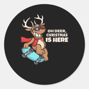 Oh Deer Christmas Celebration Holiday Design  Classic Round Sticker