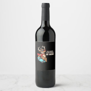 Oh Deer Christmas Celebration Holiday Design  Wine Label