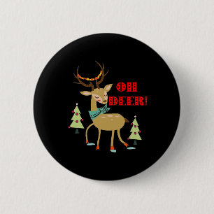 Oh Deer! Christmas Deer With Trees Gift 2 Inch Round Button