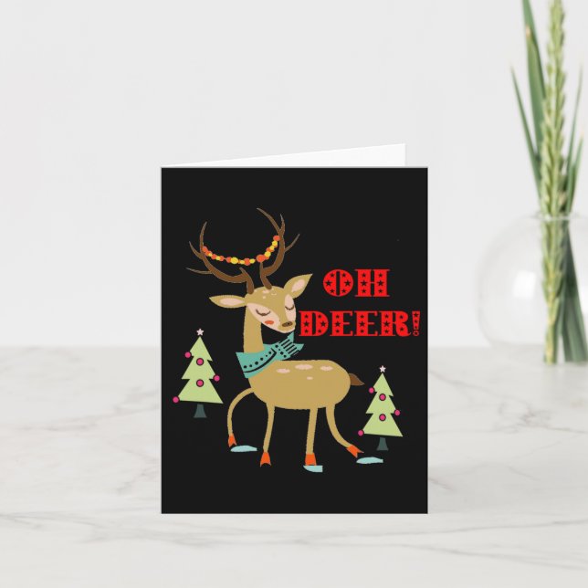 Oh Deer! Christmas Deer With Trees Gift  Card (Front)