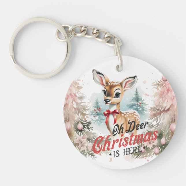 Oh Deer Christmas est ici Porte - clé (Devant)