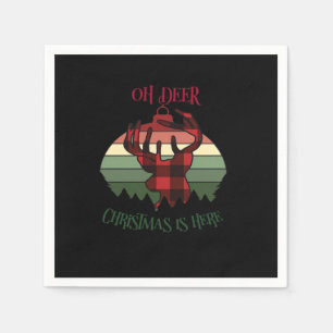 Oh Deer Christmas Is Here Joyful Aesthetic  Napkin
