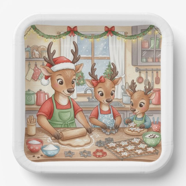 Oh Deer, Christmas Is Here! Paper Plates (Front)