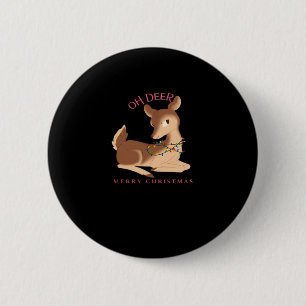 Oh Deer Christmas Modern Design 2 Inch Round Button
