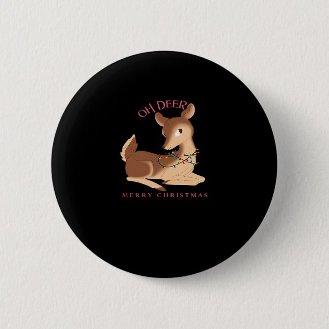 Oh Deer Christmas Modern Design  2 Inch Round Button (Front)