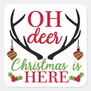Oh Deer Christmas Square Sticker