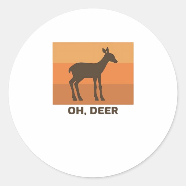 Oh Deer Classic Simple Design  Classic Round Sticker (Front)
