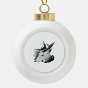 Oh Deer Classic Style Ceramic Ball Christmas Ornament