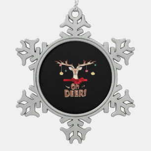Oh Deer Classic Vibe  Snowflake Pewter Christmas Ornament