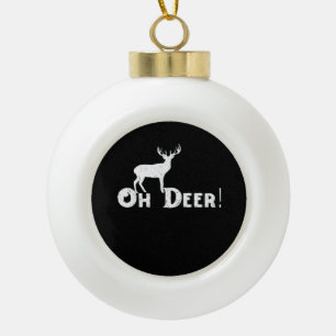 Oh Deer Clean Graphic Style Ceramic Ball Christmas Ornament