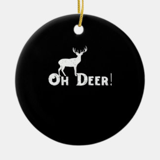Oh Deer Clean Graphic Style Ceramic Ornament