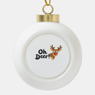 Oh Deer Clean Minimal Seeing Ceramic Ball Christmas Ornament