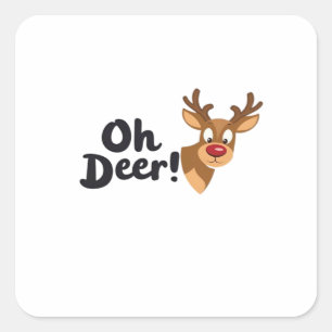 Oh Deer Clean Minimal Seeing  Square Sticker