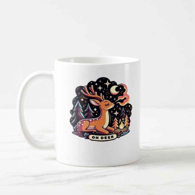 Oh Deer Contemporary Graphic Vibe Coffee Mug (Left)
