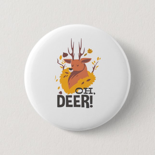 Oh Deer Contemporary Minimal Look  2 Inch Round Button (Front)