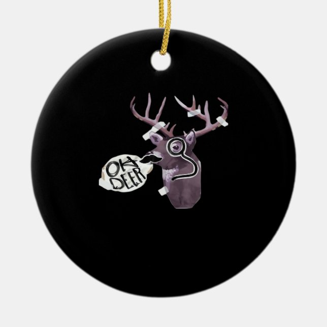 Oh Deer Creative Signature Design Ceramic Ornament (Front)